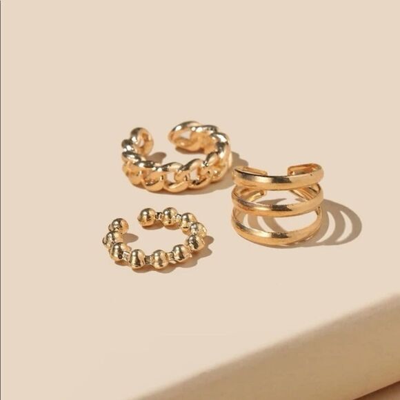 Gold 3pc Chain Ear Cuff - Picture 2 of 2